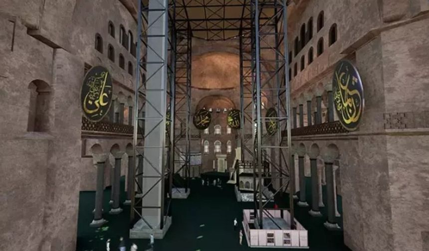 Ayasofya'nın ana kubbesinde tarihi restorasyon
